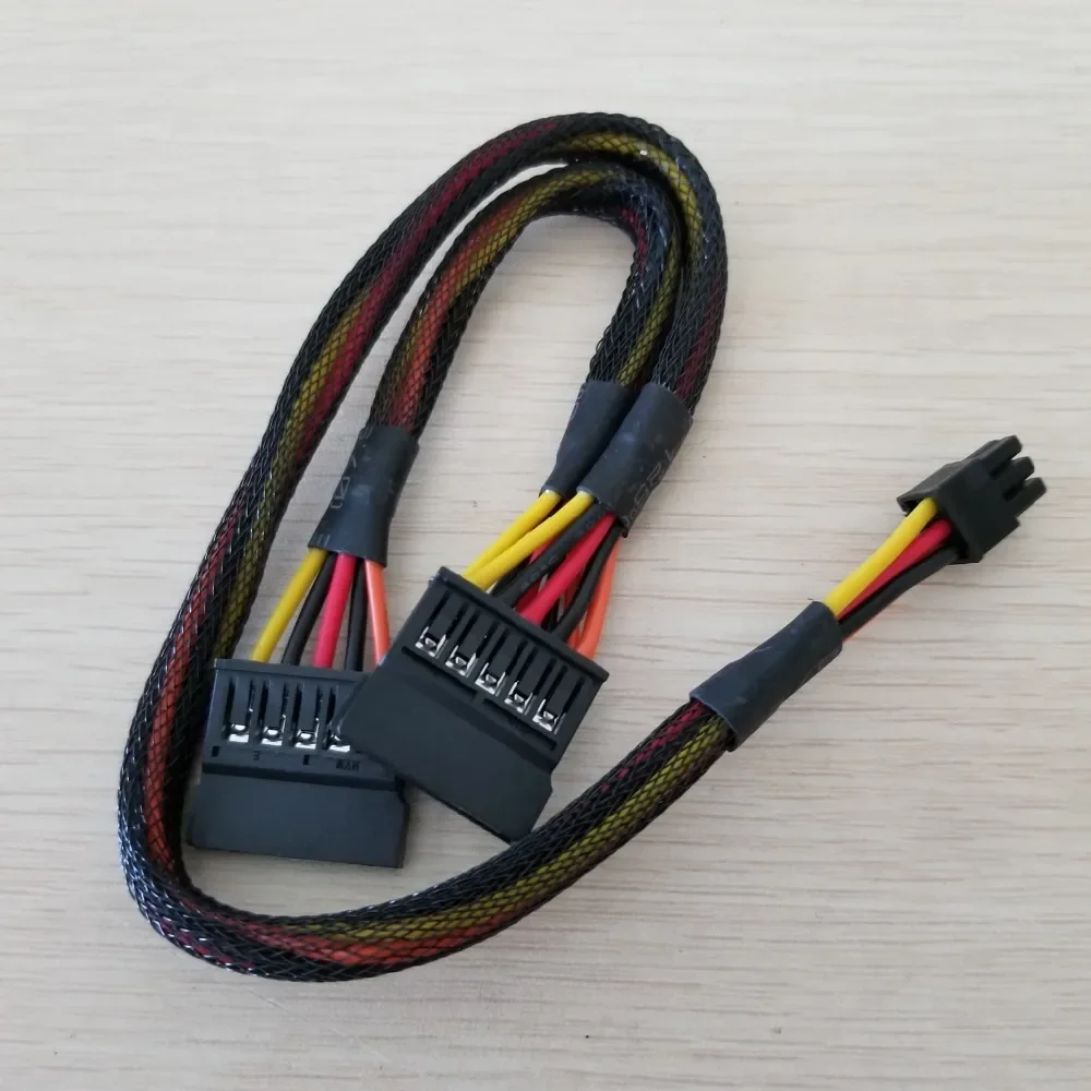 Кабель питания SATA с 6 контактами на 2 порта, 15P, шнур для DELL Vostro 3668 3650 3653 3655 3252, для настольного компьютера, HDD, SSD, 50 см