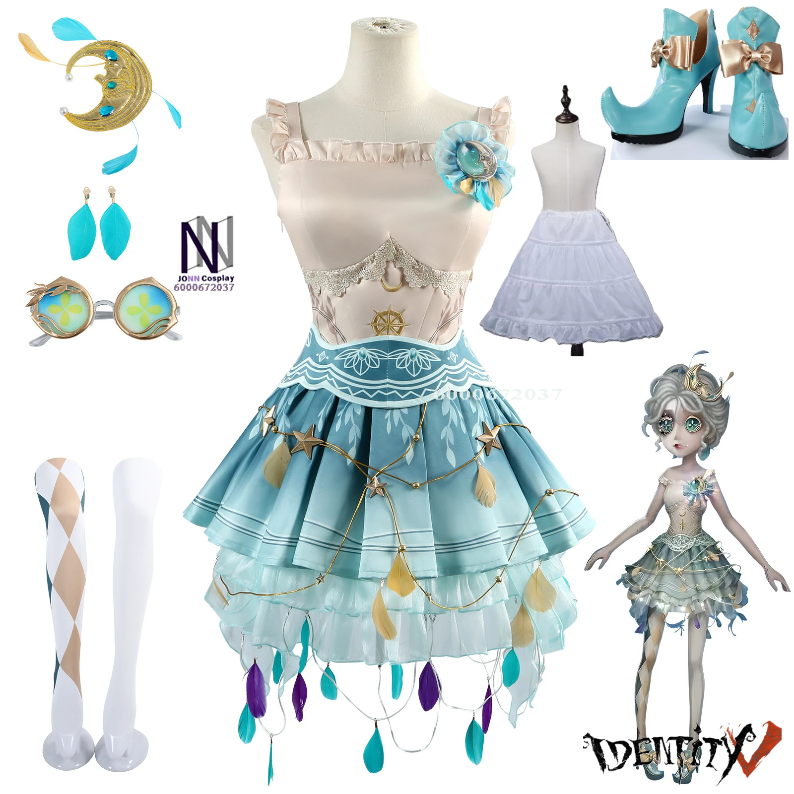 

Game Identity V Dancer Moonlight Cosplay Costume for Women Wig Crinoline Role Play Comic Con Anime Sexy Dress Halloween Clothes