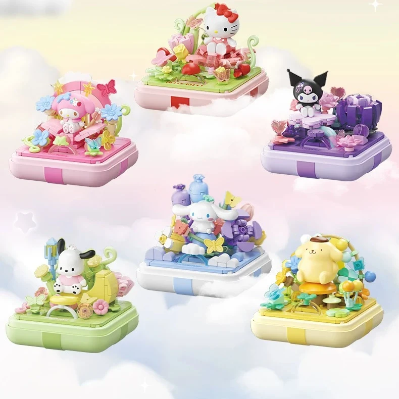 

Оригинальный набор Sanrio Family: Куроми, Мелоди, Hello Kitty, Star Wish — Сюрприз-бокс с фигурками для сборки, настольное украшение в мультяшном стиле