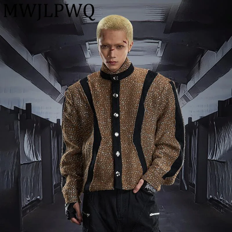 

MWJLPWQ стеганое пальто с воротником-стойкой, хлопковое мужское пальто с длинными рукавами и дизайном Deracote, зимняя повседневная одежда 12811