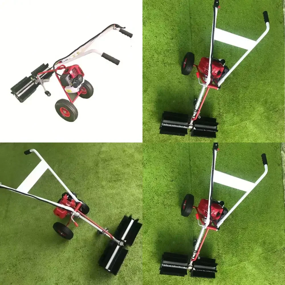 Hand Held Two Stroke Artificial Turf Groomer Push Type Mini Sweeper