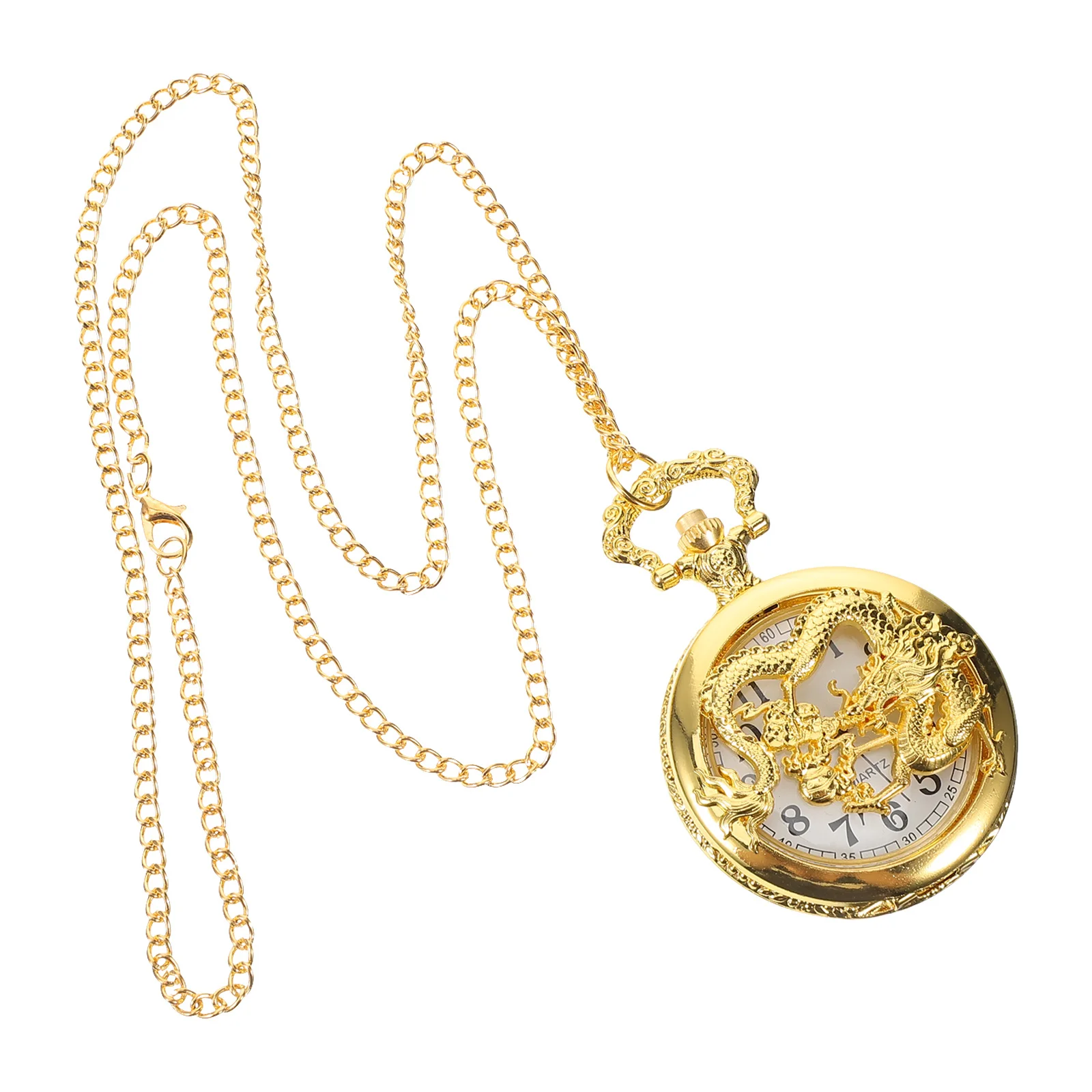 

Alloy Hollow Embossed Dragon Vintage Pocket Watch Retro Style Durable Watch for Men Women Pocket Watches