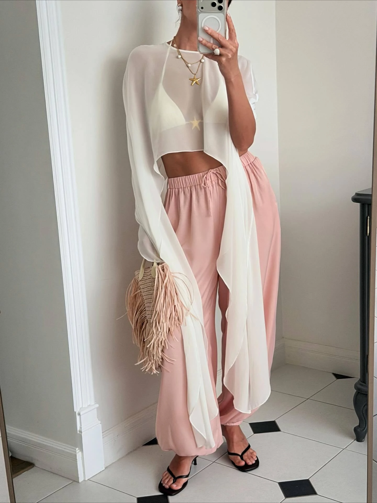 Fashion Casual See-through Long Cover-ups Women's Sexy O-neck Hollow Out Solid Tops Female Holiday Beach Blouse Top Streetwear view 3