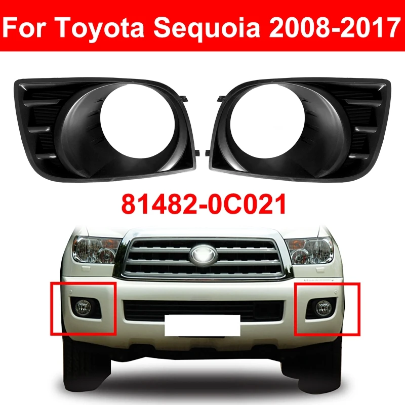 

Black Ring Honeycomb Fog Lamp Frame Front Bumper Fog Light Cover For Toyota Sequoia 2008.11-2016.09