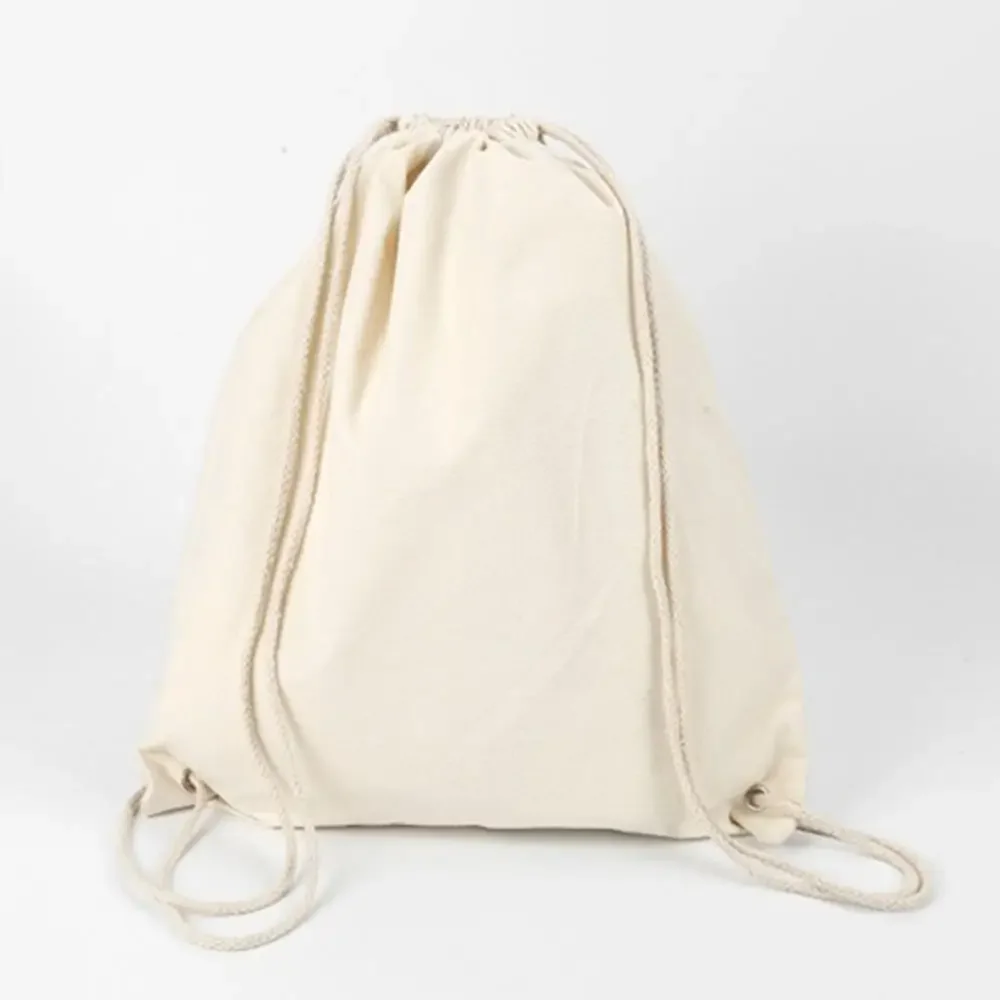 Canvas bag shoulders drawstring bundle pockets custom shopping student backpack bag cotton Pouch for School Gym Traveling