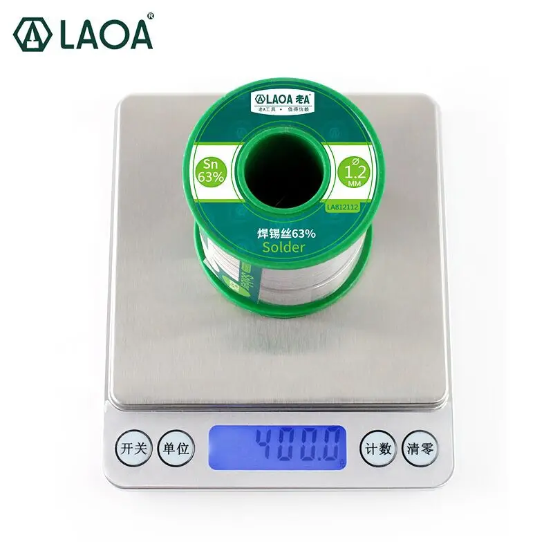 LAOA 400G saldatura filo di stagno saldare stoppino 63% contenuto 0.8-2.3mm No-clean strumenti di riparazione di saldatura di flusso stagno di colofonia