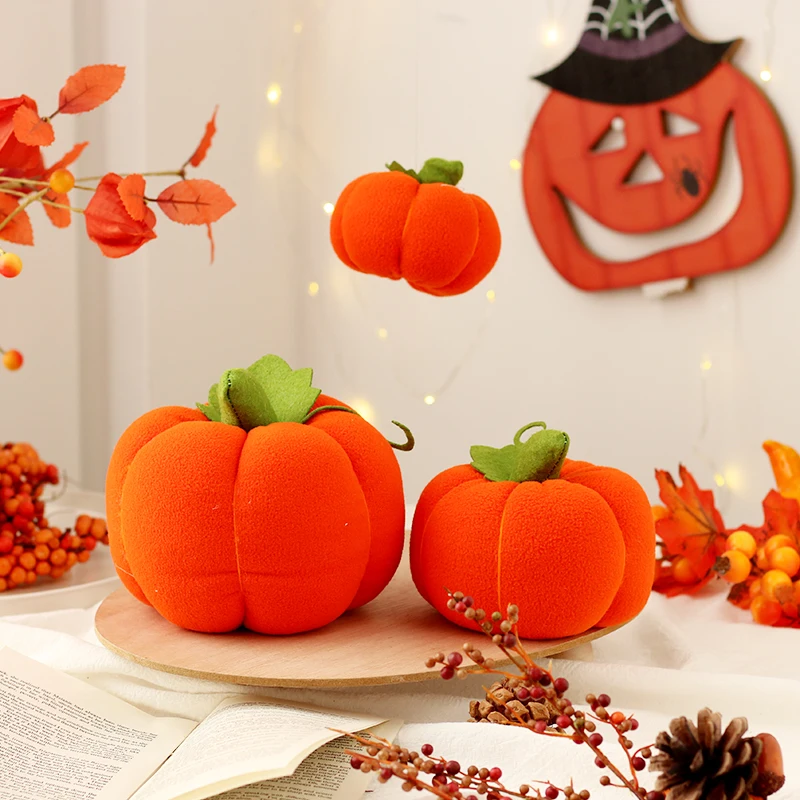 Simulation Plush Pumpkins Artificial Fall Harvest Halloween Decoration for Home Kitchen Farmhouse Thanksgiving Wedding Festival