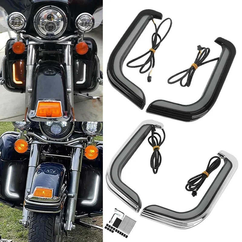 

Motorcycle Accessories LED Turn Signal Light Fairing Lower Grills For Harley Touring Street Electra Glide Road Glide 1996-2013