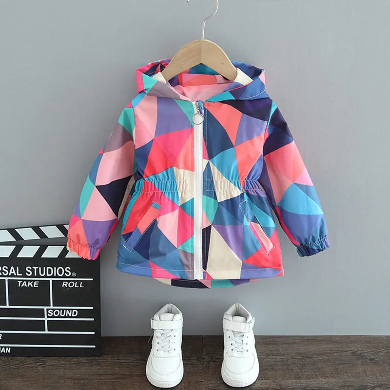 Spring Autumn Baby Girls Coats Jackets Casual Fashion Children\'s Windbreaker Girls Cotton Hooded Trench Outerwear Kids Clothing