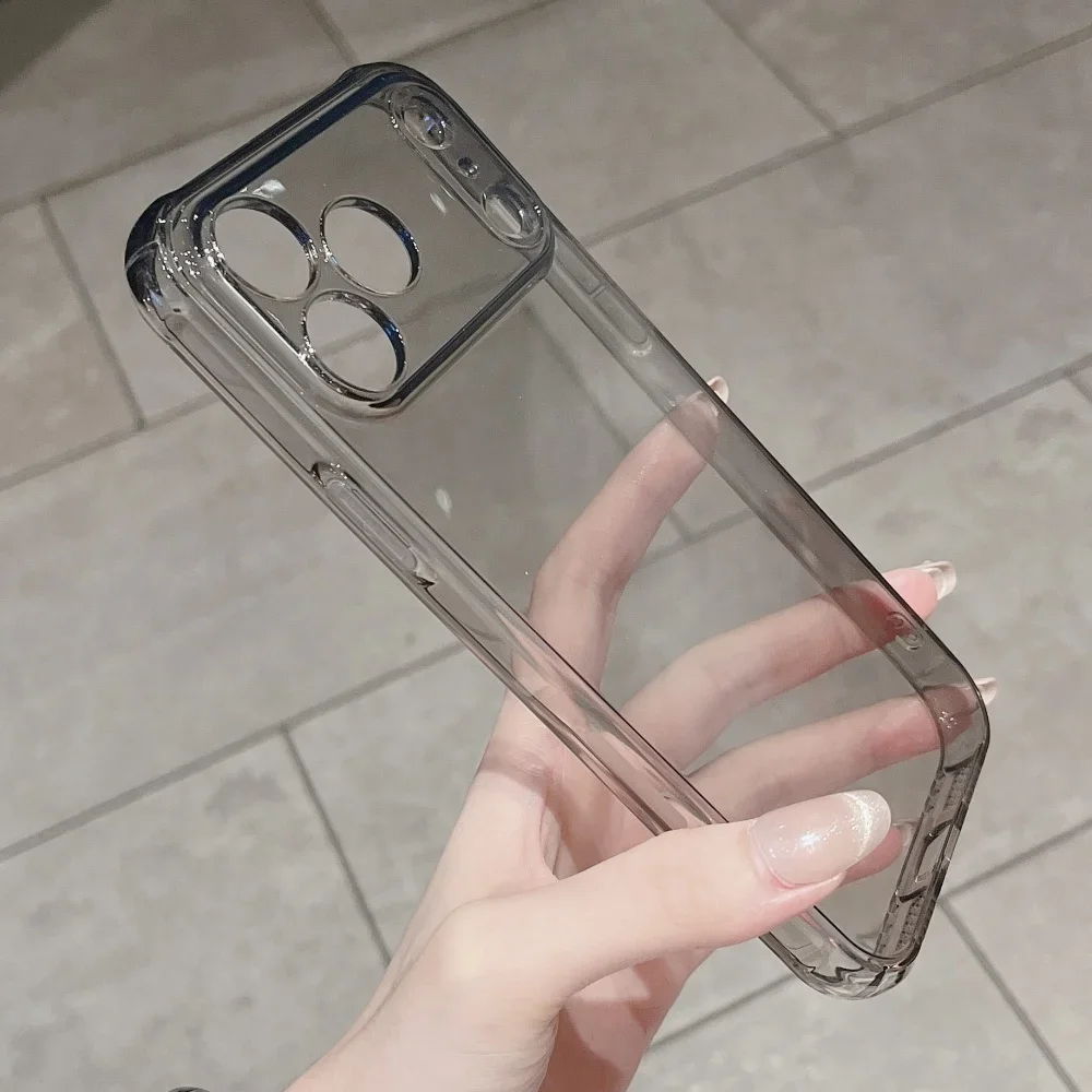 เคสใสซิลิโคน TPU นิ่มสำหรับ iPhone 17 Air 16 15 14 13 12 Pro Max Plus 16E 17Pro ป้องกันการกระแทก ขอบกันกระแทก ฝาครอบโทรศัพท์แท้