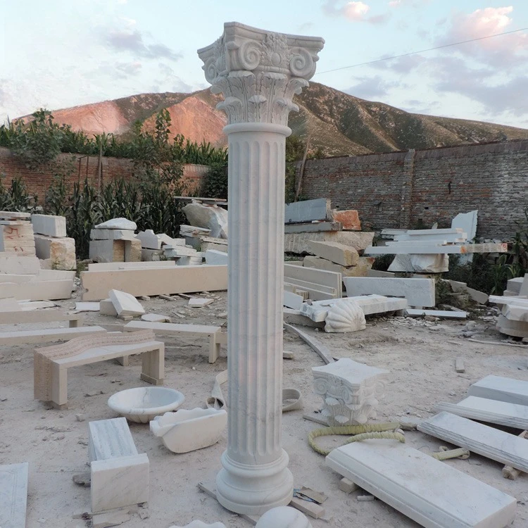 Factory White Marble Column Clad Stone Column Natural Stone Column Design