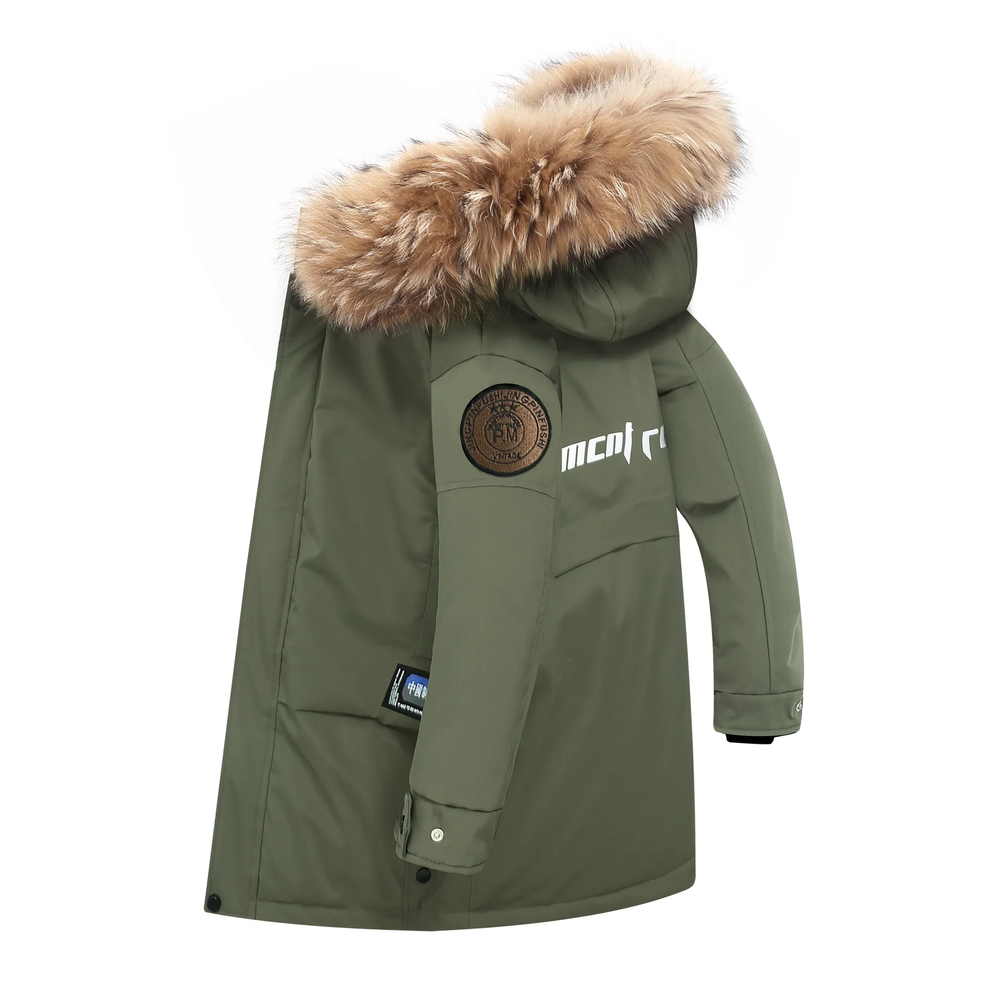 2024 Winter Children Down Jacket For Boys Real Raccoon Fur Hooded Waterproof Teenage Boys Jacket 3-16 Years Kids Outwear Coat