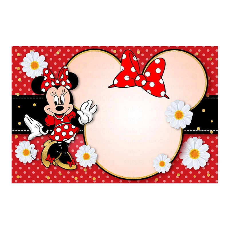 Disney Red Minnie Mickey Mouse Flower Backdrop Photography Birthday Background Party Supplies BornBaby Boys Girls Decoration