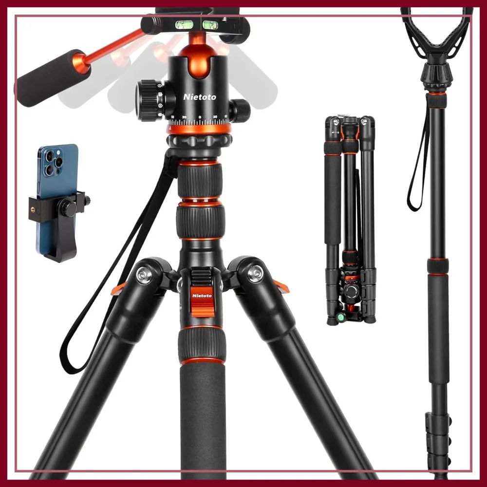 

2 in 1 Camera Tripod & Hunting Stand Foldable, 68" Heavy Duty for DSLR Lasers Binoculars, Min 16.5" with Bag