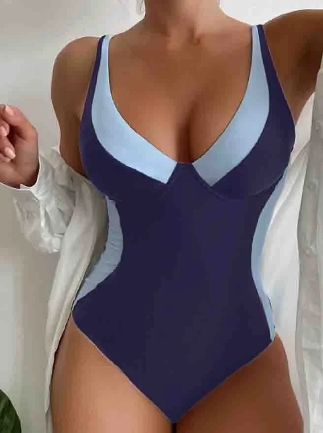 One Piece High Waisted Swimsuit Women Push Up Padded Swimwear Female V-Neck Bathing Suits Swimwear Bodysuit Beachwear image 3