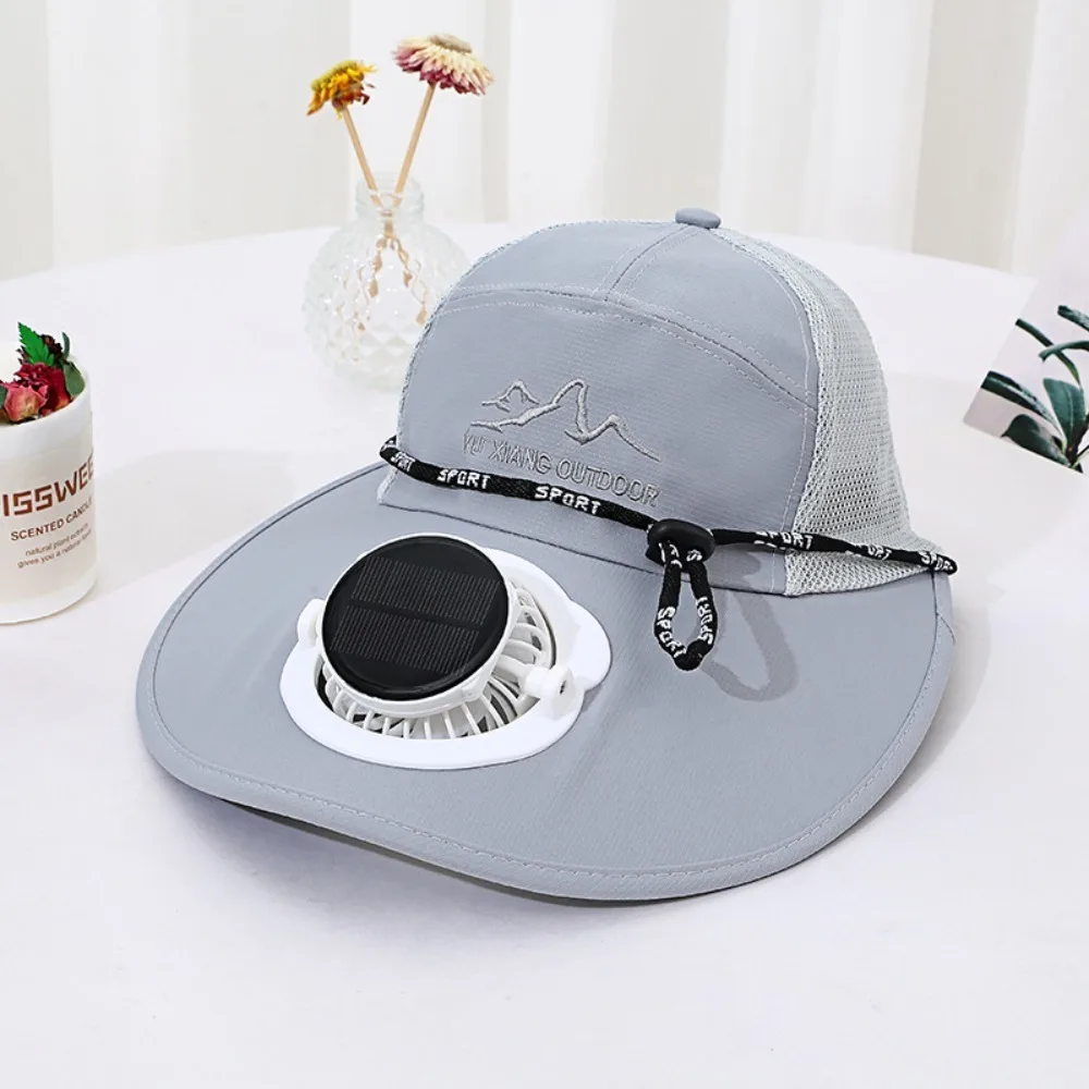 

Mesh Sun Hat with Solar Fan Waterproof USB Recharging Wide Brim Fan Cap Breathable Adjustable Solar Cooling Hat Outdoor