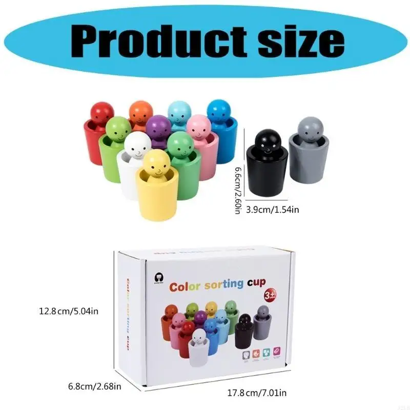 Colorful Sorting Cup Figure Dolls Toy for Toddler Fine Motor Skill Training Home Learning and Daycare Center Use A2UB