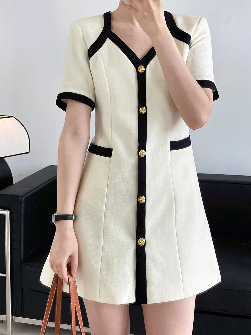 

2023 New Summer Dress Women Elegant Slim Party Dress Patchwork Vestidos Femme Casual A-Line Mini Dress High Quality Streetwear