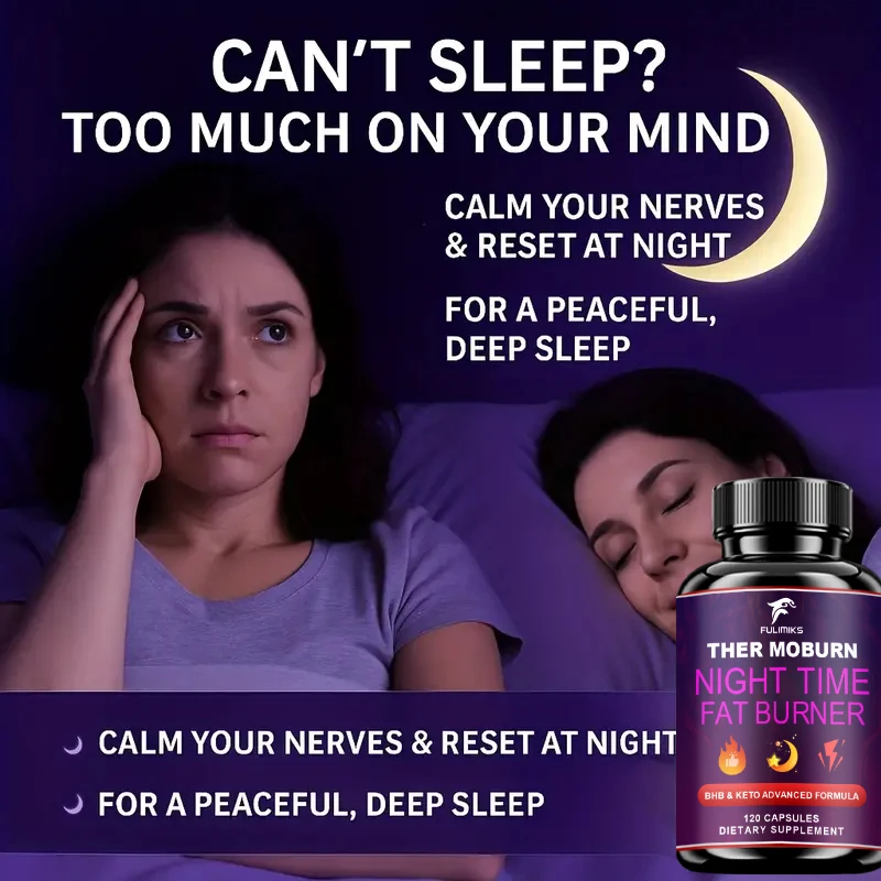 Night Time Fat Burner Pills, with Thermogenic Green Tea, White Kidney Bean Extract, Support Sleep Quality, Uppresses Appetiteat view 6