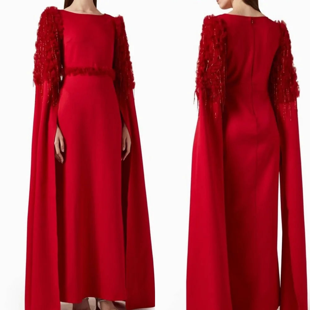 Customized Jersey Tassel Charming Evening Elegant Party Gown O-Neck Midi Dresses Bespoke Occasion High Quality