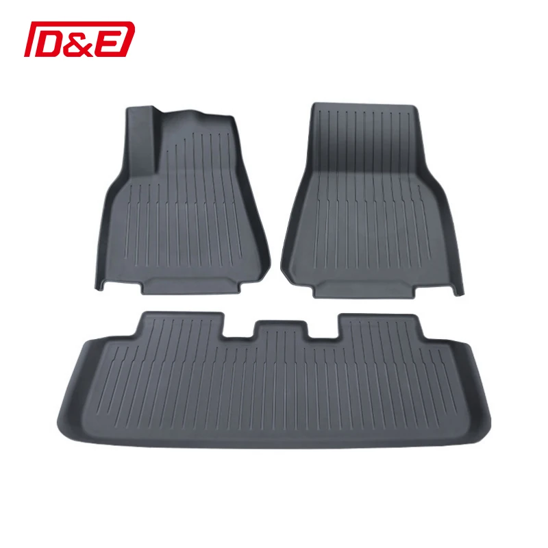 New Version Floor Mats Injection Molding Double-layer All Waterproof Black TPE Car Mats For Tesla Model 3 Highland Model Y