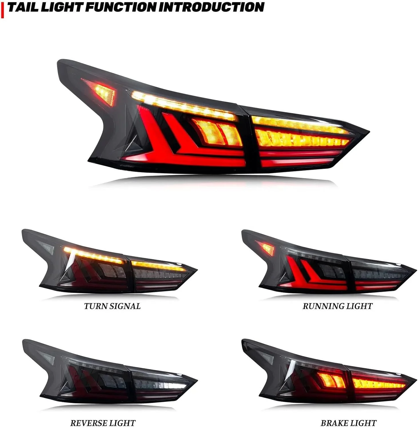 1 Pair LED for Nissan Altima Tail Lights Assembly 2019-2023 Start-up Animation Sequential Indicator Rear Lamps Car Accessory