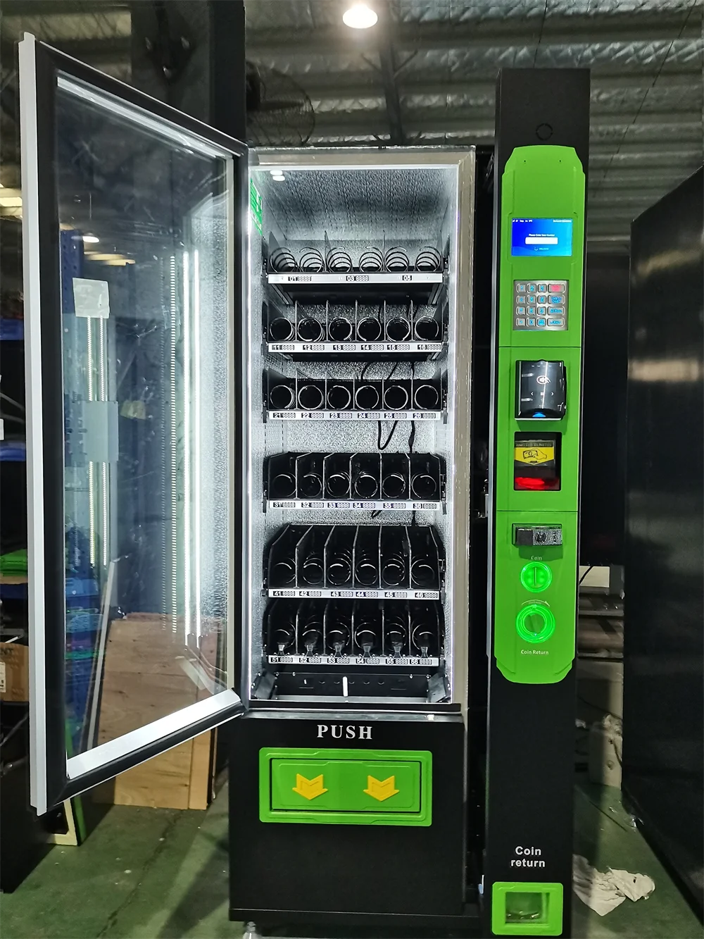 Máquina de Venda Personalizável com Sistema de Resfriamento de 10 Compartimentos e Tela Touch de 10,1 Polegadas para Lanches e Bebidas