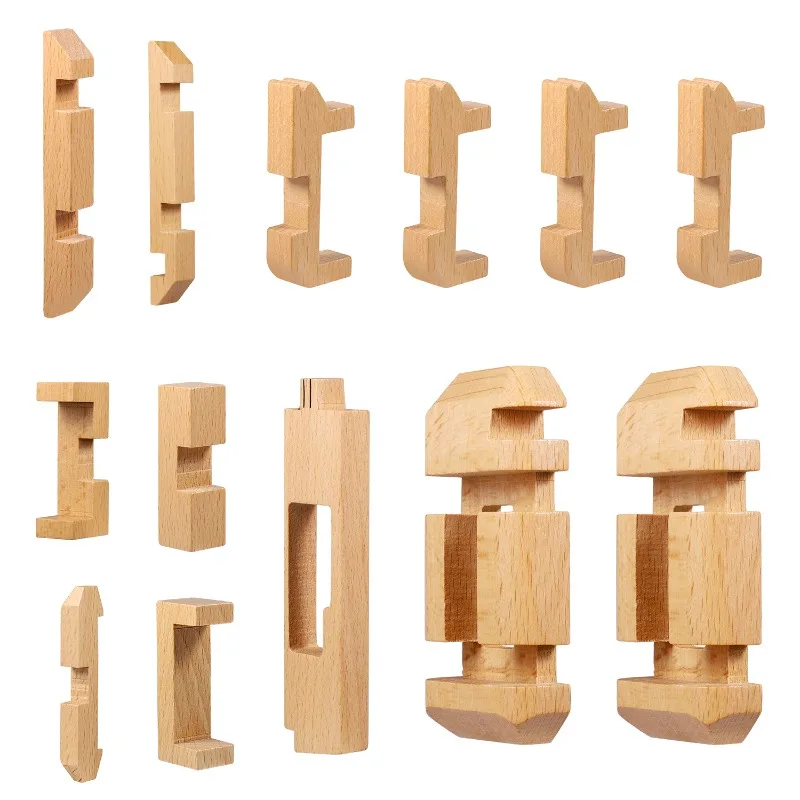 لغز قفل خشبي تجميع اللبنات لعبة الأطفال نموذج بناء مجموعات هواية النمذجة الحرفية طفل الكبار لعبة نموذج أطقم #5