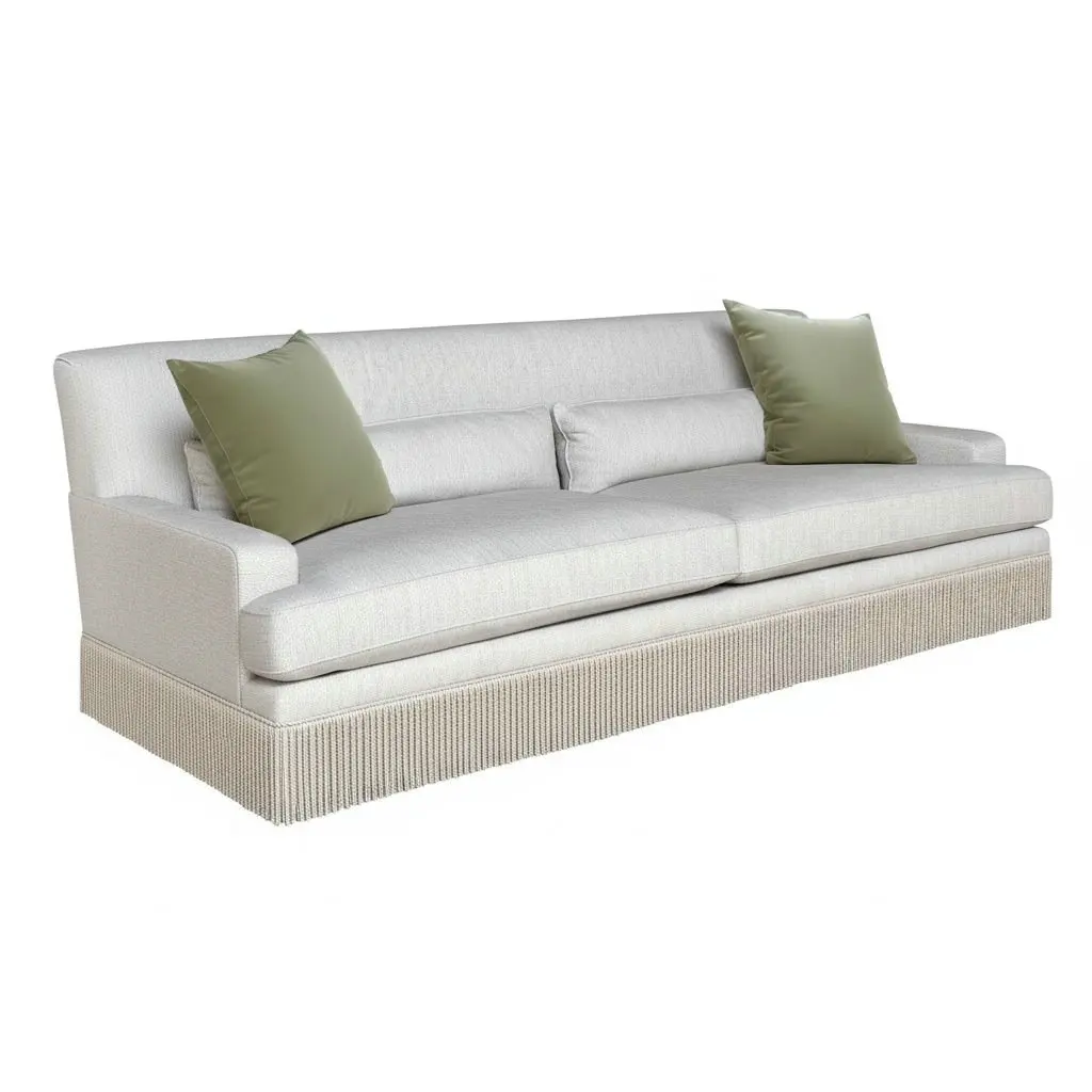 #Nordic Style Restaurant Booth 3-seater Couches Luxury Living Room Velvet Down Filled Sofa Set with Boullion Fringes for Wedding