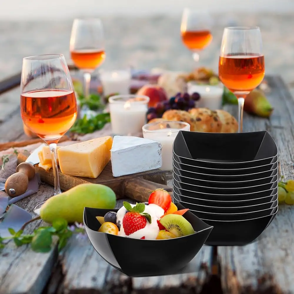 50 Pcs Square Plastic Serving Bowls Disposable Sna Salad Bowl Small Party Candy Bar Containers Taco Bar Serving Dishes For