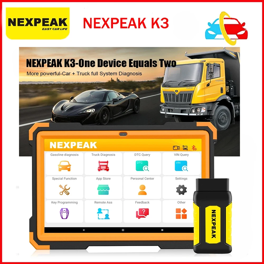 New NEXPEAK K3 OBD2 For Heavy Duty Truck OBD2 Scanner Odo-meter Adjustment All System  Car Diagnostic Tool 18 Special Functions