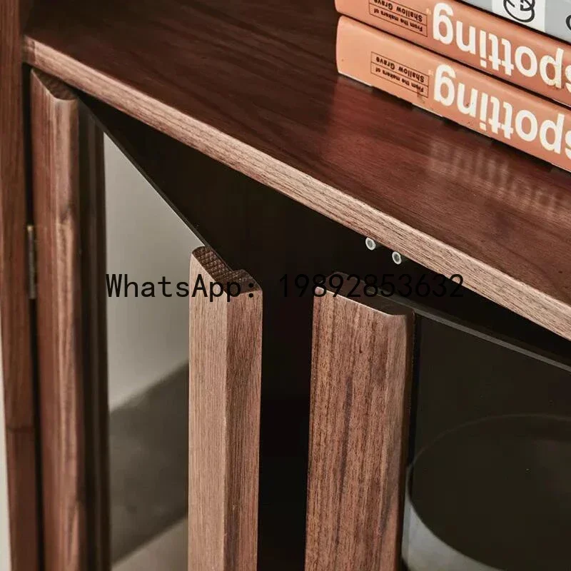 FZ Nordic Solid Wood Corner Cabinet Italian Minimalist Triangle Cabinet South American Walnut Glass Wine Cabinet