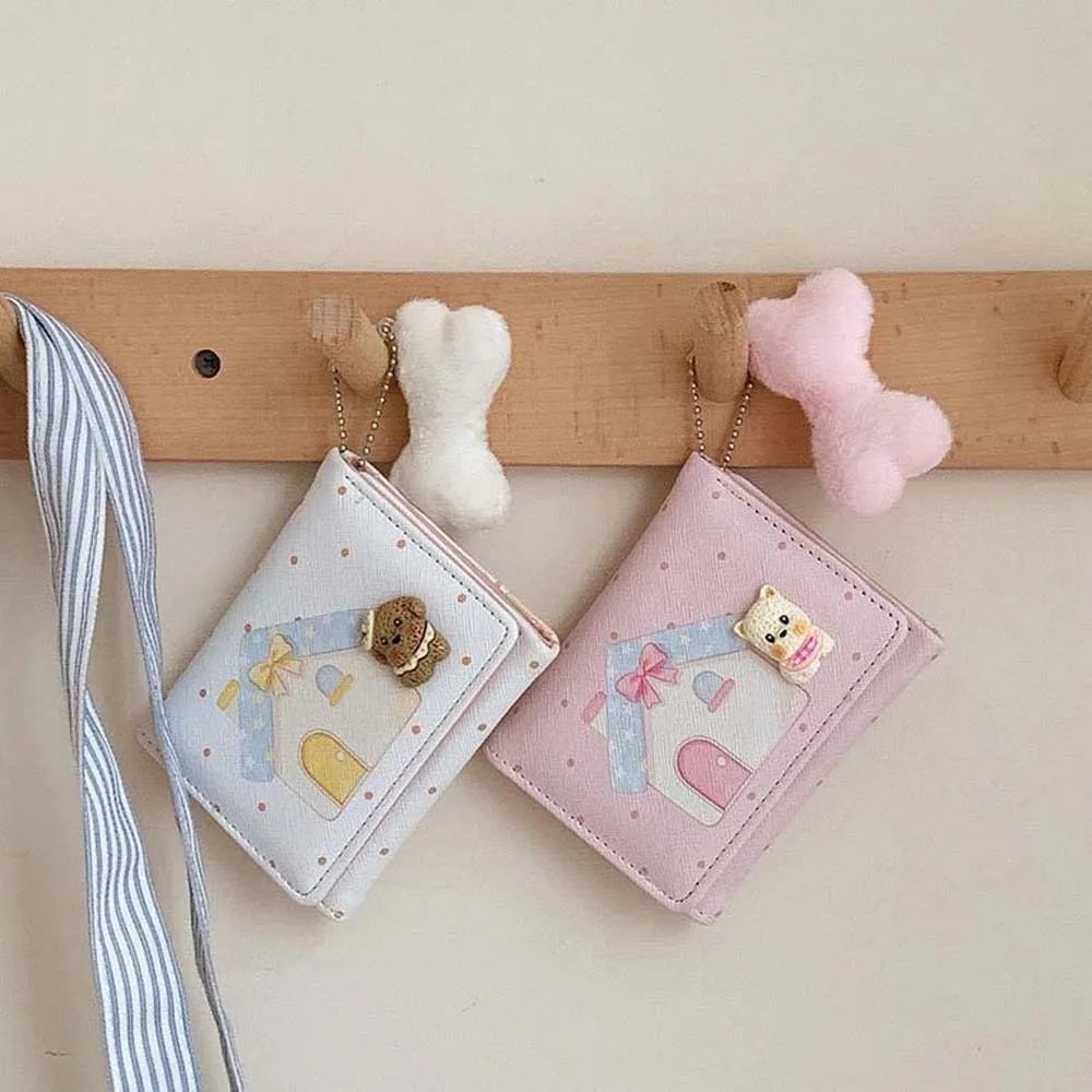 Large Capacity Three-Fold Wallet Multi-Slot Compact Women Short Purse Textured Lightweight Cartoon Coin Pouch Shopping