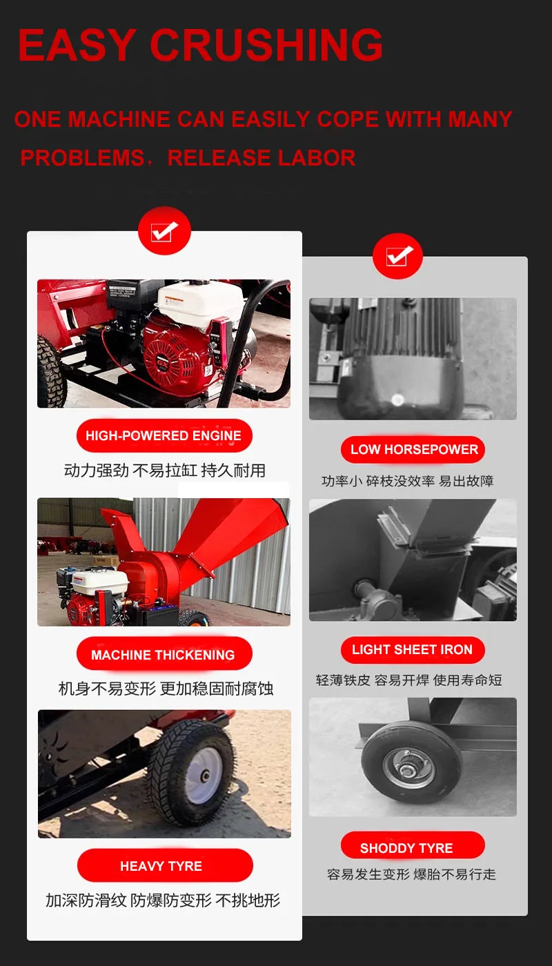Home Grass Crusher Farming Agricultural Guillotine Grass Cutter Shredder  Wood Chipper Machine Garden Wood Chipper