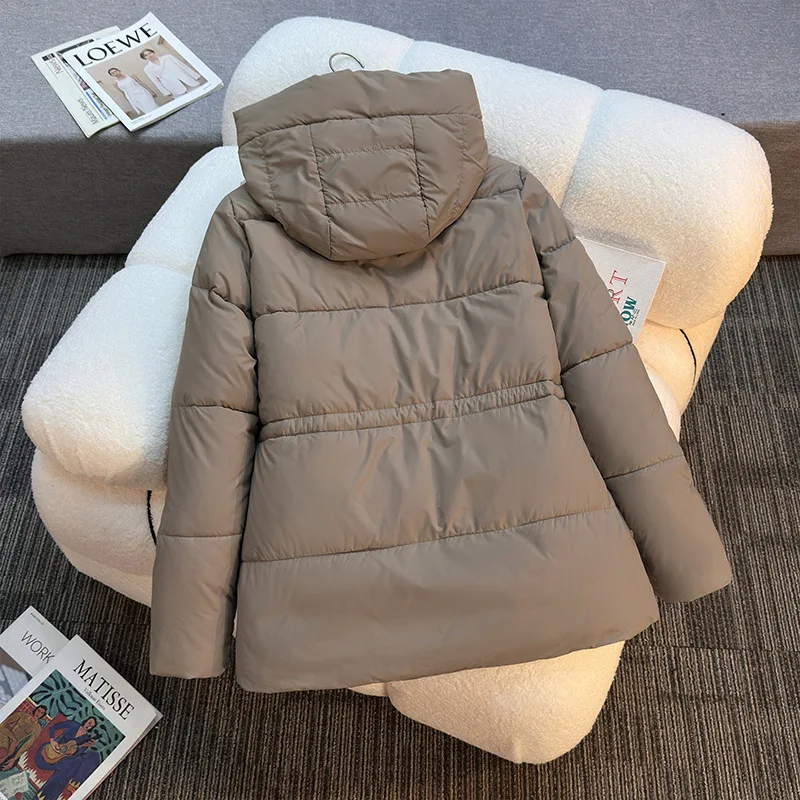 Winter Mid-length Cotton-padded Jacket Hooded Puffer Jacket Warm Winter Women Clothes Drawstring Windproof Snowwear Slim Coat