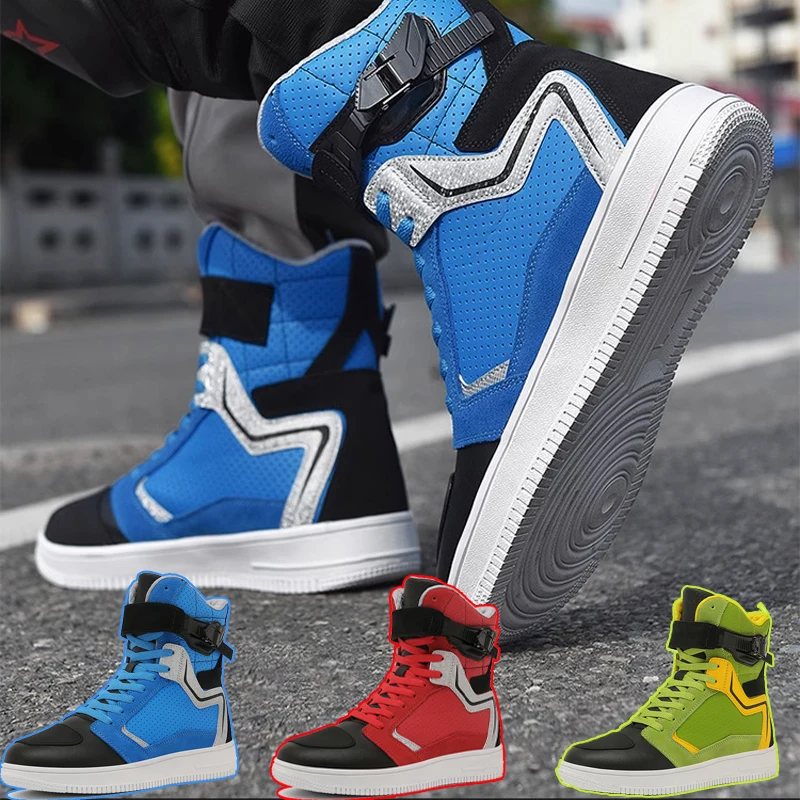 

Four Seasons Mens Motorcycle Boots Breathable Wear-resistant Off-road Cycling Shoes Comfortable Anti-slip Protection Bike Shoes