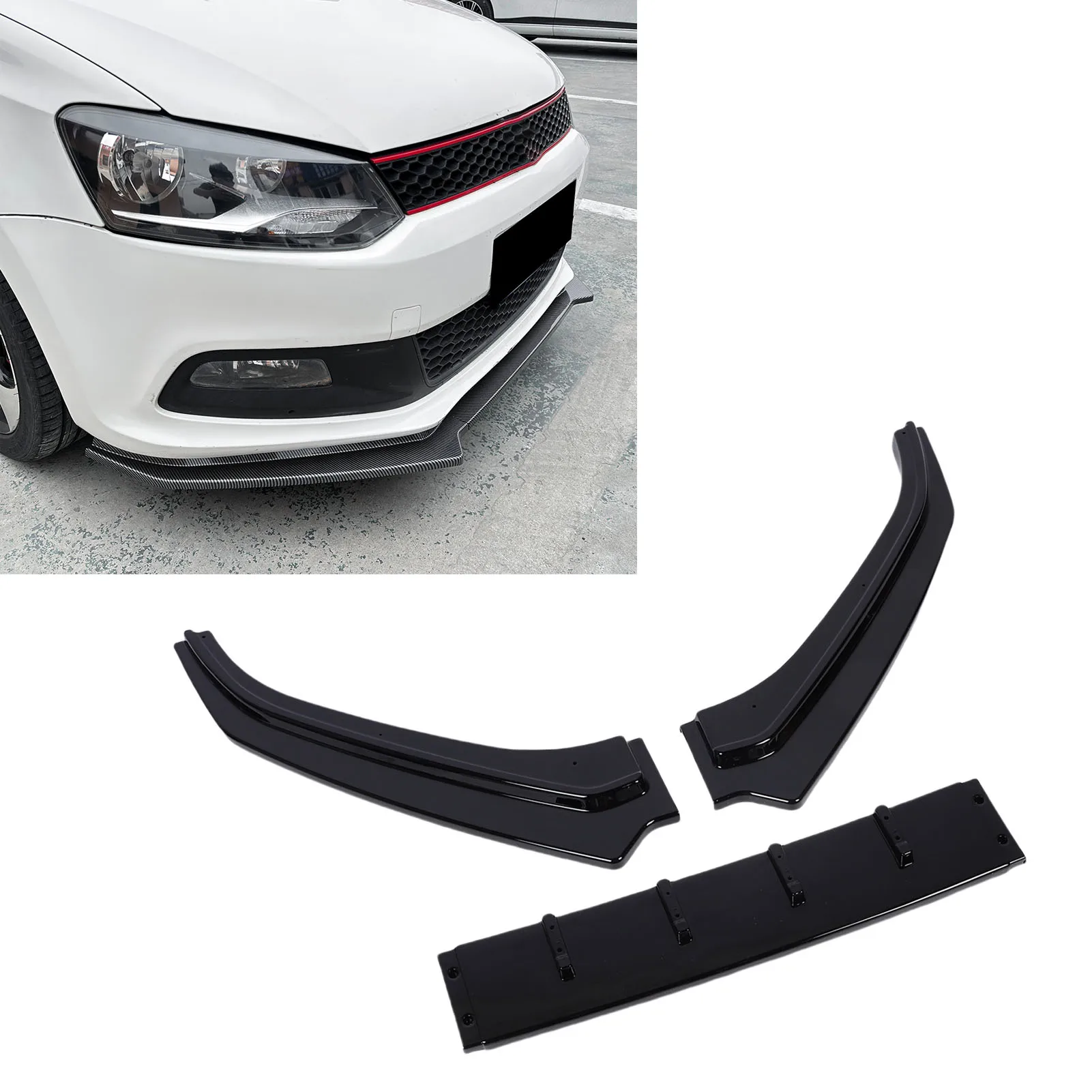 الجبهة حافة مصد السيارة المفسد ABS العدوانية نظرة الجبهة الشفاه الفاصل المفسد تحسين الديناميكا الهوائية المسمار لاصق تحديد للمركبة