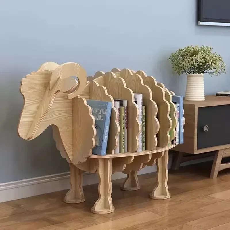 for School Bookshelf Kindergarten Desk Children Room Decoration Sheep Ornament Animal Model Shelf Furniture Home Bookstore