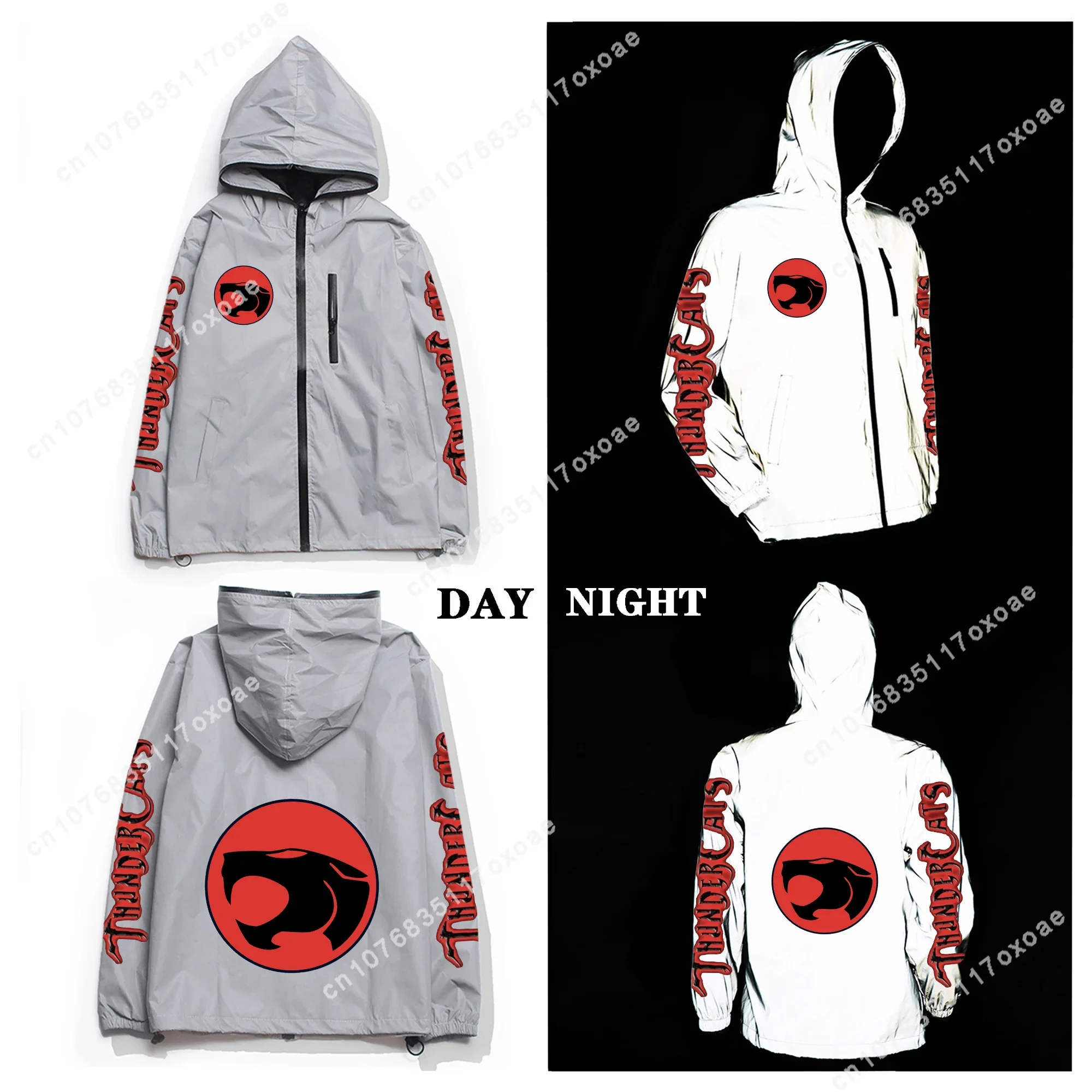 

Thundercats Reflective Jacket Mens Womens Coat Hooded Windbreaker Pocket Jackets Anime Cartoon Manga Customization Hoodie