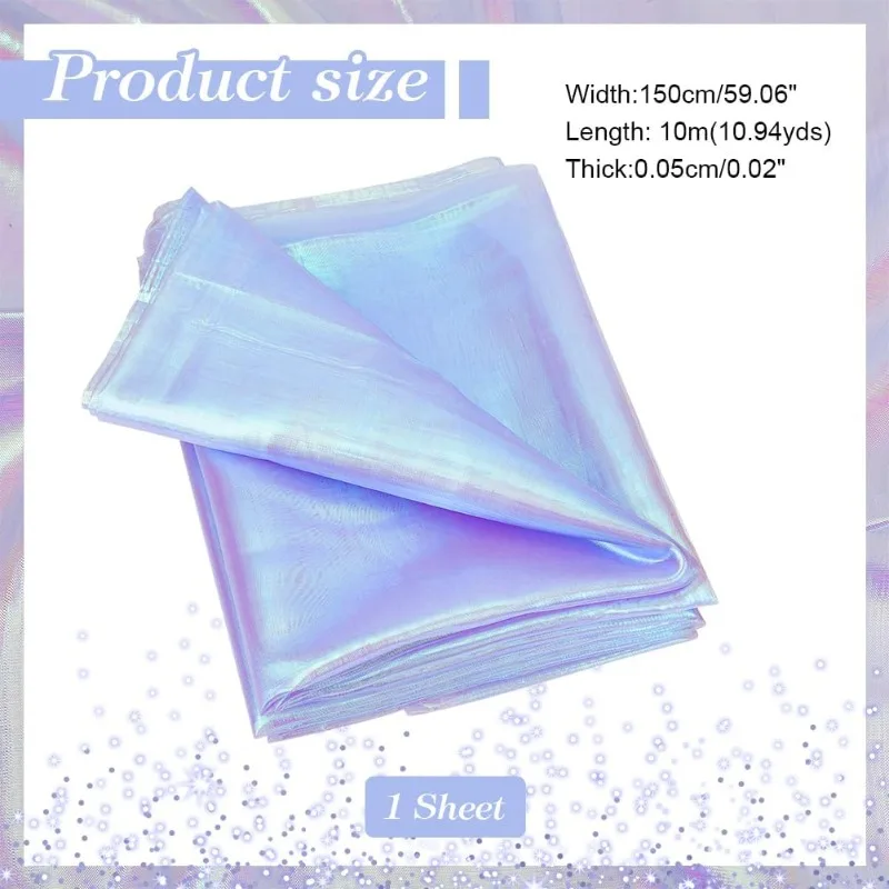 1 Sheet Sheer Iridescent Organza Fabric 59 Inch Wide 11 Yards Precut Silky Shiny Organza Fabrics for Shiny Photography