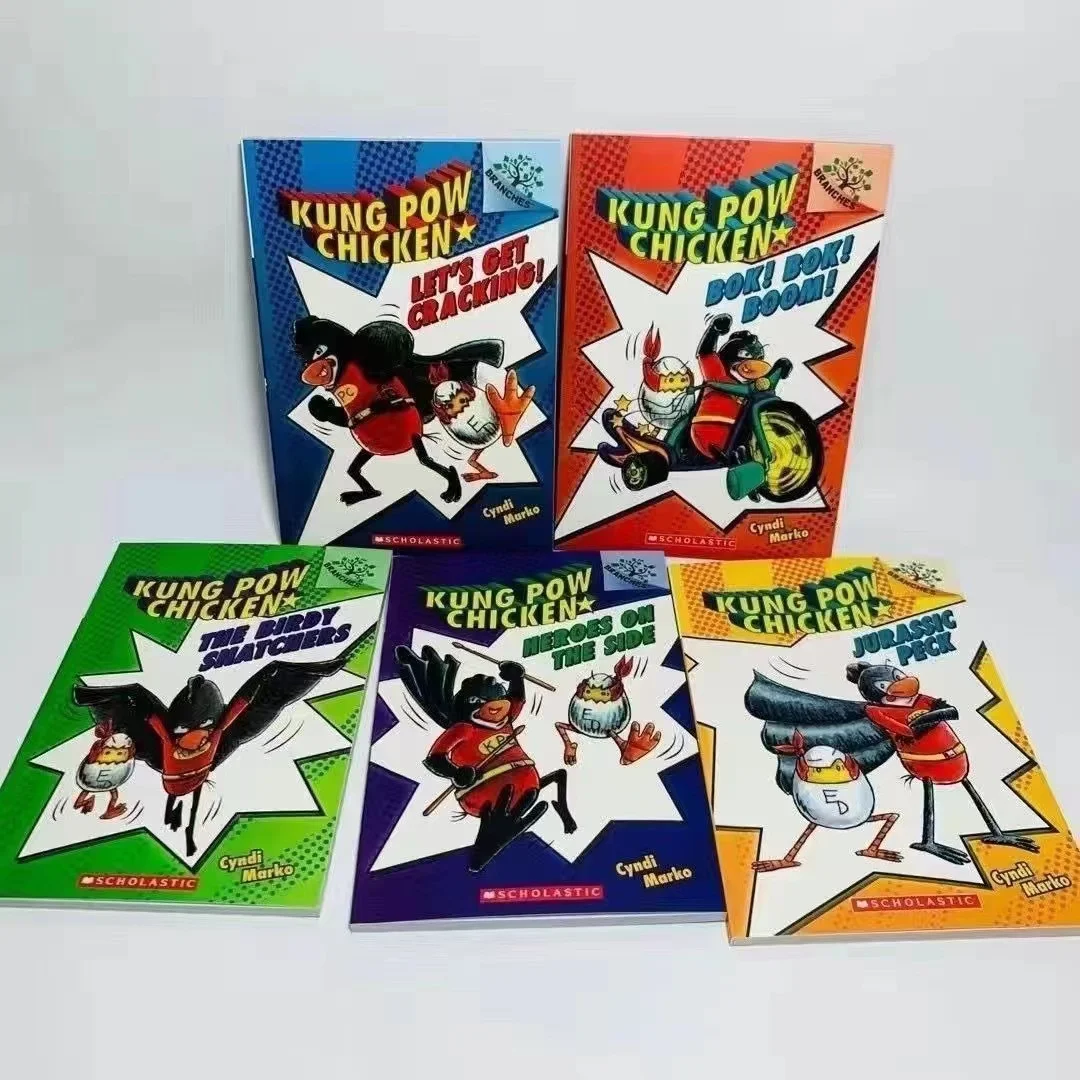 5 Volumes of Kung Pow Chicken Bridge Book Original English Children's Book Bedtime Reading Exercise Spoken English Book