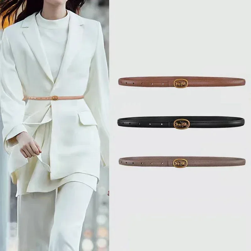 1.3 سم موضة ماركة فاخرة للسيدات مشبك دبوس حزام جلد طبيعي فستان لحزام الجينز