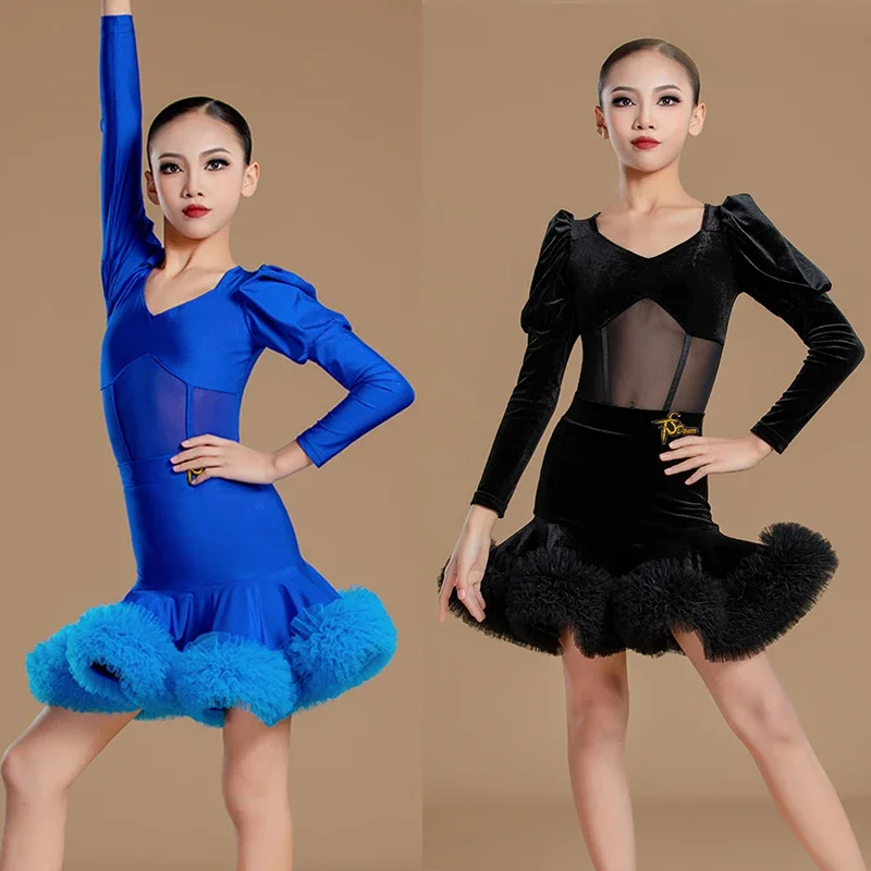

Child Latin Dance Competition Costume National Standard Ballroom Dance Dresses Girls Latin Dance Clothing Stage Wear SL11680