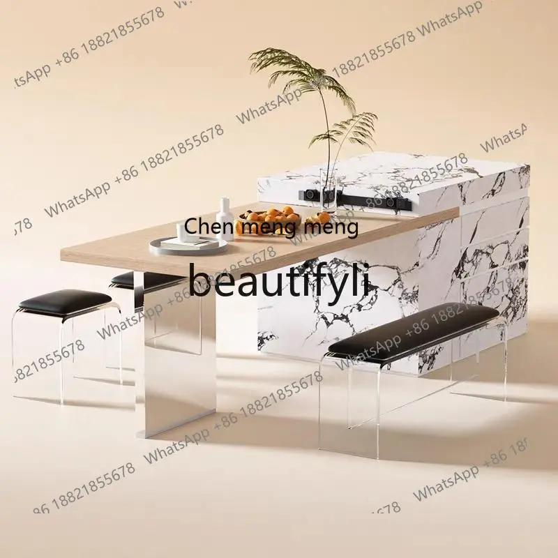 Leather acrylic minimalist living room dining table bench household living room entrance shoe change stool transparent bench  R