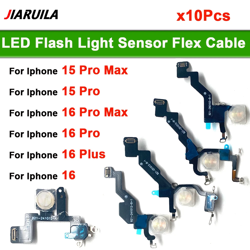 10Pcs, LED Flash Light Flex Cable For iPhone 12 13 14 Pro Max 14 Plus Proximity Light Sensor Flashlight Flex Ribbon Replacement
