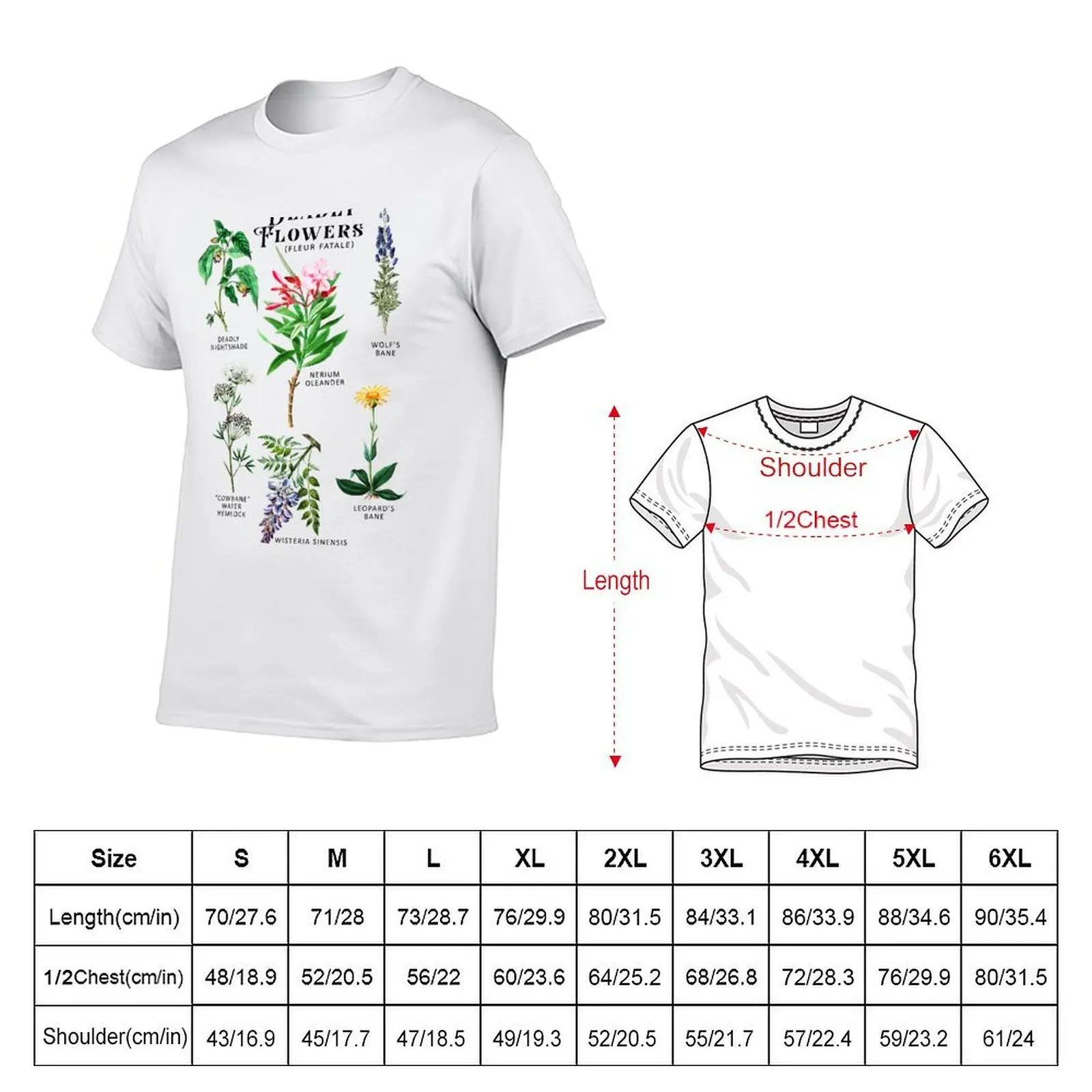 Poisonous Flowers Deadly Fleur Fatale Botanicals Plants T-Shirt Short sleeve tee vintage t shirts T-shirts for men cotton