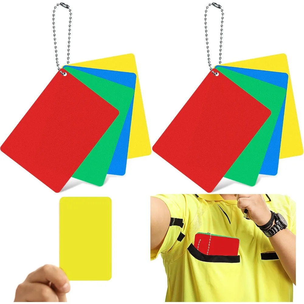 2 Set Referee Penalty Cards Soccer Red and Yellow Blue Green Referee Card Sets Volleyball Referee Cards Delay Ejection Warning