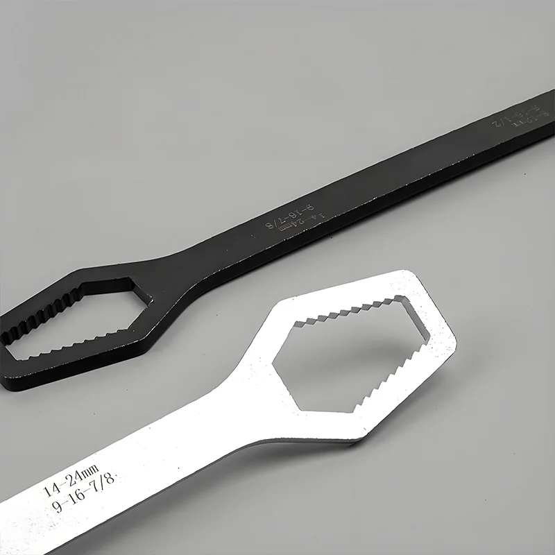 21.9cm (8.62in) Multi-Function Double-Ended Wrench - Self-Adjusting Spanner with Serrated Jaws, Fits 8-24mm Bolts & Nuts