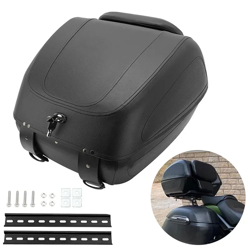 Motorcycle Trunk Case Tail Case Box Liner Top Case with Soft Backrest Rear Luggage Tool For Harley HONDA YAMAHA Universal