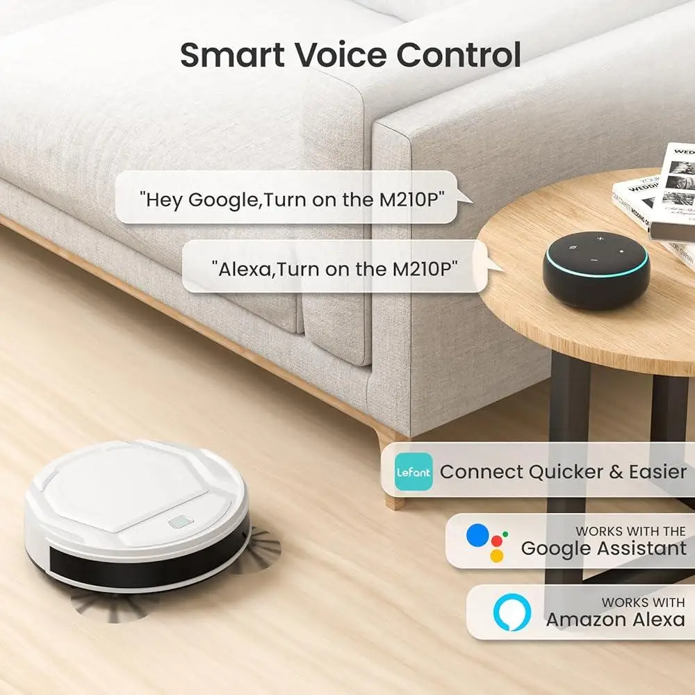 مكنسة كهربائية روبوتية M210 Pro 2200Pa شفط قوي 120 دقيقة وقت التشغيل شحن ذاتي تطبيق Wi-Fi Alexa Control Pet Friendly